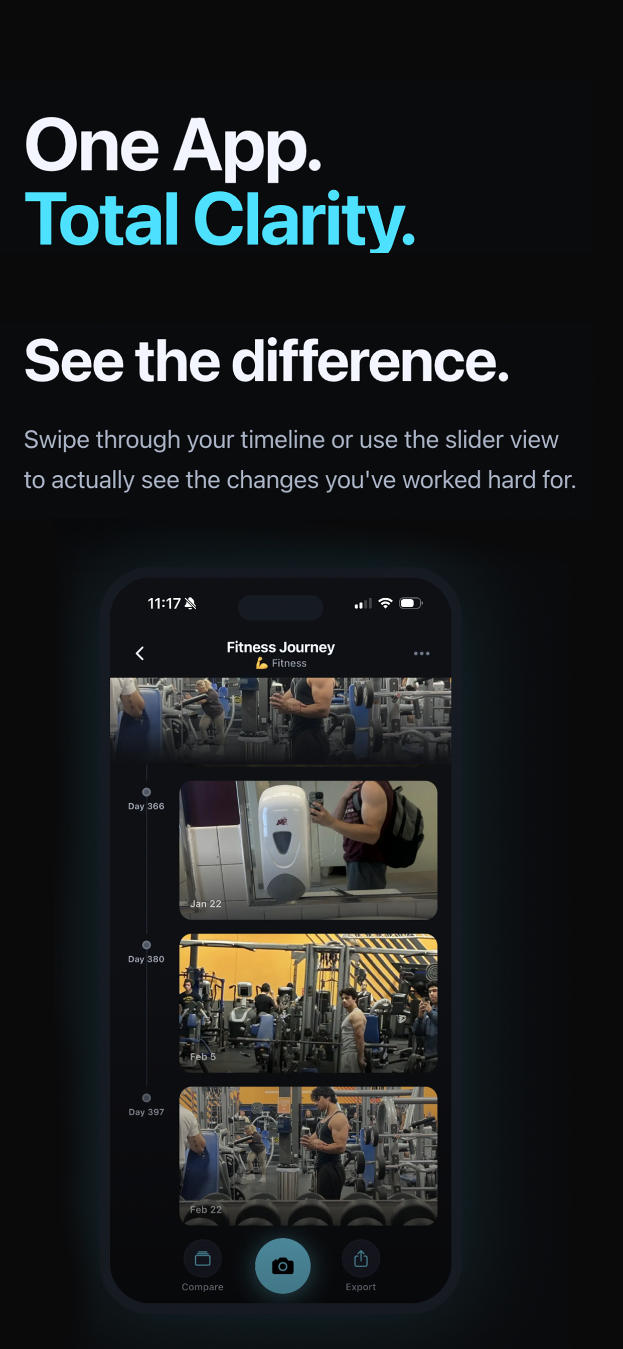 Aftr visual timeline with progress photos
